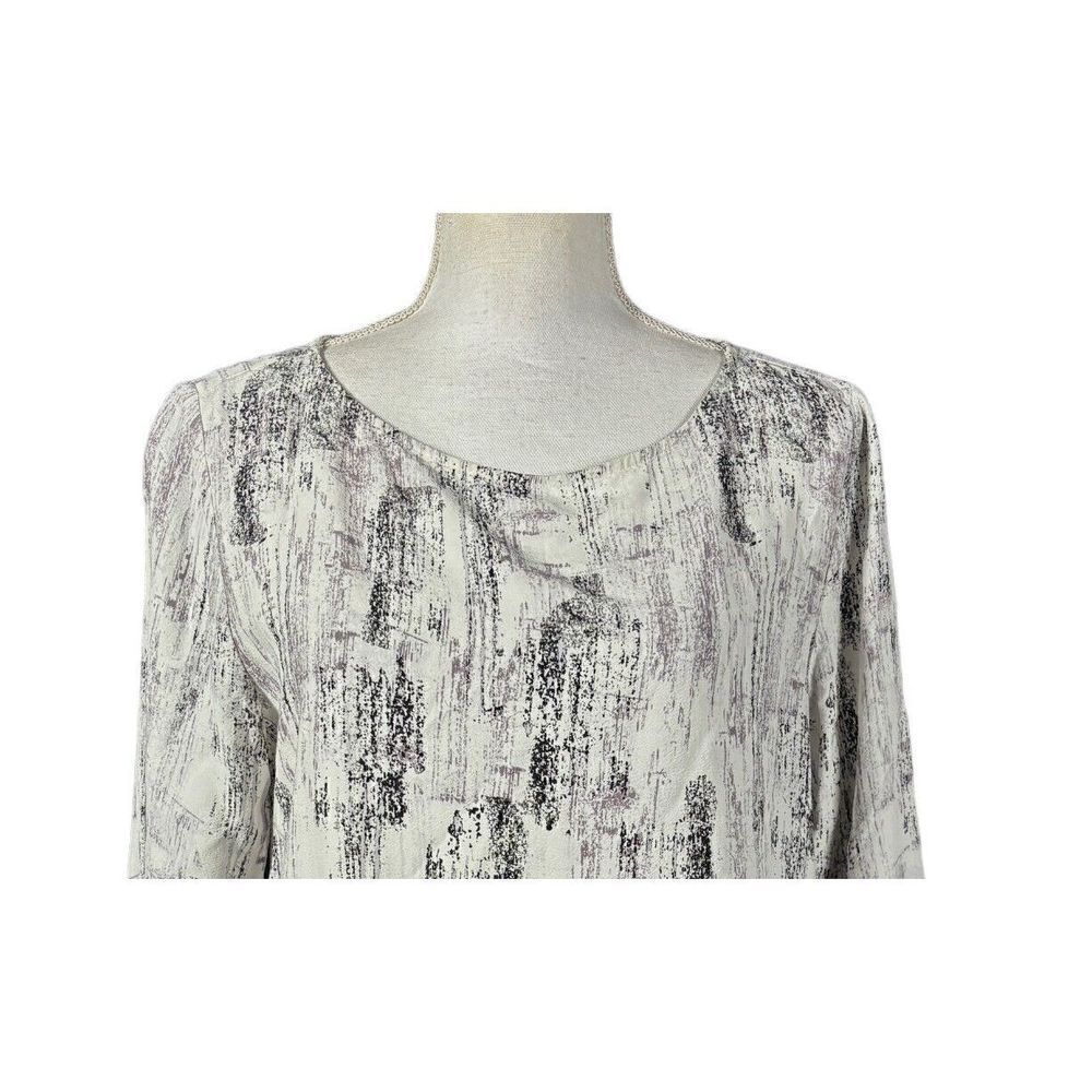 Eileen Fisher Tunic Size Medium Gray Abstract Artsy Long Sleeve Quiet Luxury - Picture 4 of 9